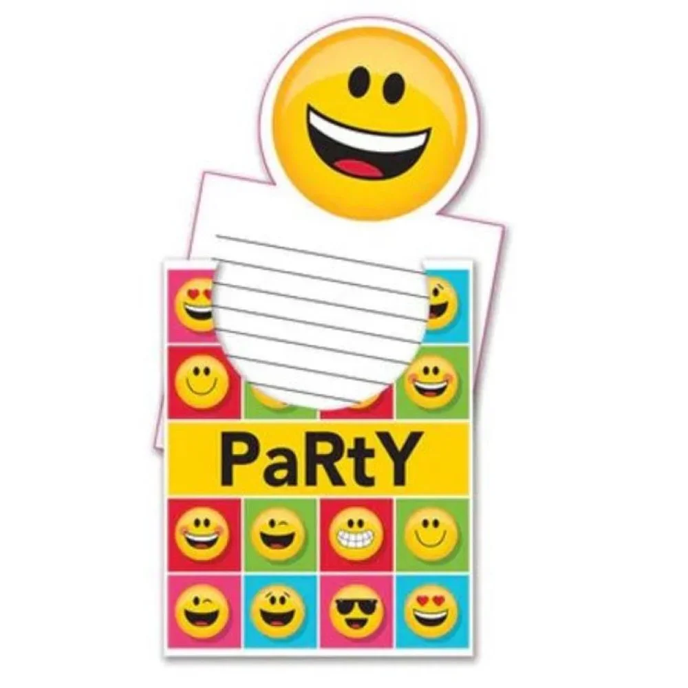 EMOJI Birthday Party Invitation Card Pack of 16 Cards And 16 Envelopes NEW